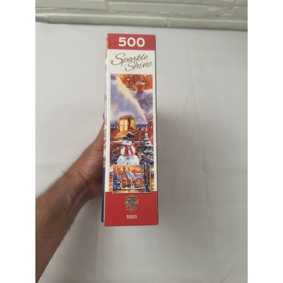 Snowman Cottage Sparkle and Shine 500 Piece Glitter Puzzle with Bonus Poster New - Picture 5 of 7